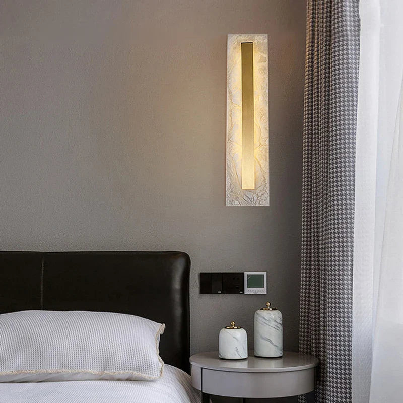 Axyaa Gold Marble LED Wall Lamp for Bedroom and Living Room