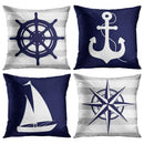 Axyaa Nautical Sailboat Anchor Blue Pillow Cover 40x40 Square Rudder Home Decoration
