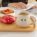 Axyaa Red Mushroom Ceramic Coffee Mug with Lid and Handle