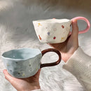 Axyaa Hand-painted Flower Ceramic Coffee Cup - Cute Style Porcelain Mug