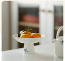 Axyaa Butterfly Orchid Tea Plate: Hand-Painted Ceramic High-Foot Fruit & Snack Tray
