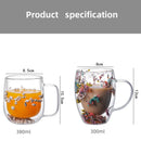 Axyaa Double Wall Glass Mug Cup with Dry Flowers & Glitters - Student Gifts