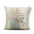 Axyaa Geometric Abstract Face Linen Cushion Cover 45x45Cm