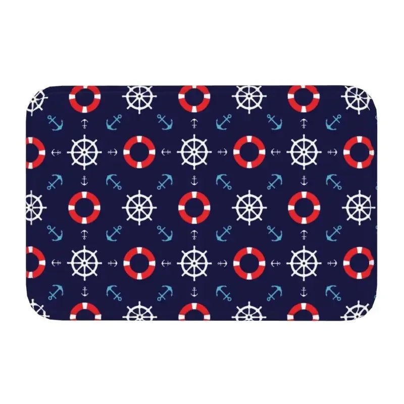 Axyaa Nautical Compass Anchor Rudder Printed Small Non-slip Doormat
