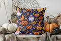 Axyaa Halloween Ghosts, Pumpkins & Bow Pillow Cover - Sofa, Bedroom, Car - Patterned Cushion Cover