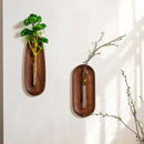 Axyaa Geometric Wooden Vase Walnut Wood Wall-mounted Flower Arrangement & Hydroponics