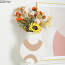 Axyaa Geometric Stripes Ceramic Vase: Desk & Room Decor with Artificial Flowers
