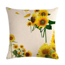 Axyaa Sunflower Pattern Linen Throw Pillow - 45*45cm