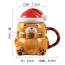 Axyaa Santa Claus Ceramic Mug with Lid, Christmas Gift for Office, Home - Couple Water Cup