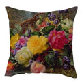 Axyaa Vintage Flowers & Birds Oil Painting Pillow Cover