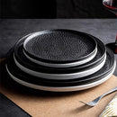 Axyaa Ceramic Plate Set of 4 - Hammer Pattern Tableware for Steak, Salad, Dessert