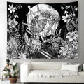 Axyaa Psychedelic Mushroom Jellyfish Skull Tapestry for Home Decor