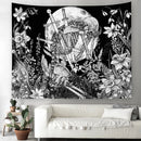 Axyaa Psychedelic Mushroom Jellyfish Skull Tapestry for Home Decor