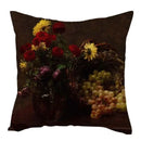 Axyaa Vintage Flowers & Birds Oil Painting Pillow Cover
