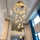 Axyaa Crystal Chandelier Stair Pendant Lamp Living Room Pendant Lights
