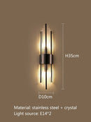 Axyaa Gold/Black Stainless Steel Crystal Wall Sconce for Home Décor