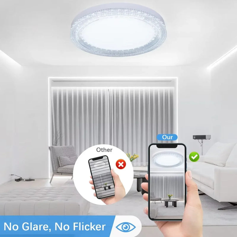 Axyaa Ultra Thin Round Crystal Ceiling Lamp - Cool White Light