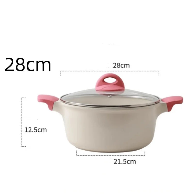 Axyaa 24cm Soup Pot Non Stick Large Capacity Stewing Pot Kitchen Accessory