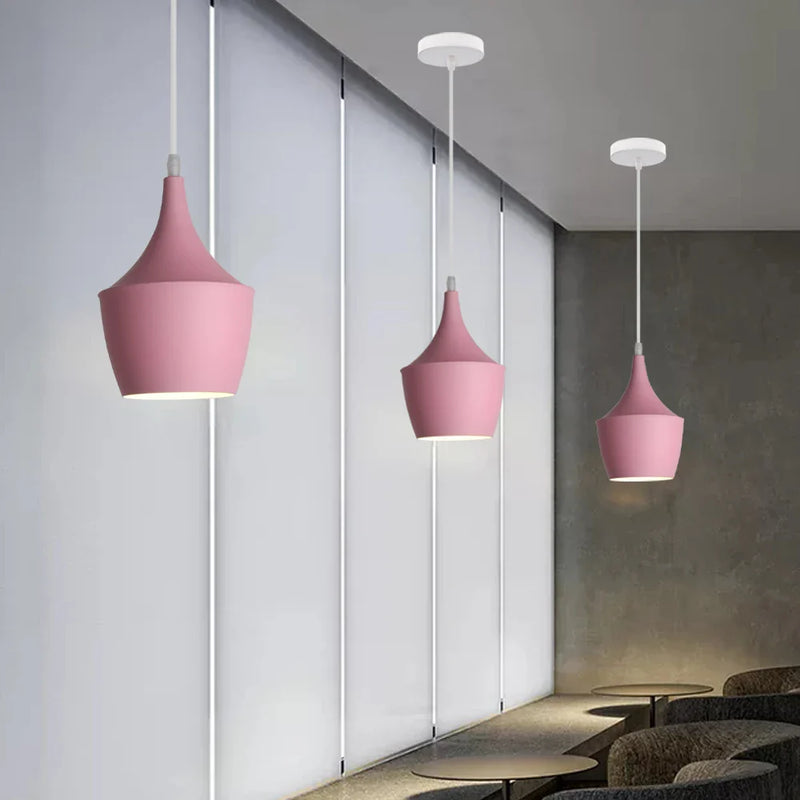 Axyaa Pink Wood Pendant Light: Nordic Modern E27 Shade for Home Decor Lighting