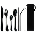 Axyaa Stainless Steel Dinnerware Set - 8-Pcs Black Tableware Cutlery Steak Knife Fork Teaspoon
