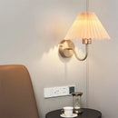 Axya Curved Metal LED Wall Lamp with Pleated Lampshade