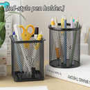 Axyaa Black Metal Mesh Desktop Organizer Pen Holder Pencil Cup Pen Case