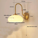Axyaa Glass LED Wall Sconce, Pull Chain Switch Nordic Copper Light Fixture