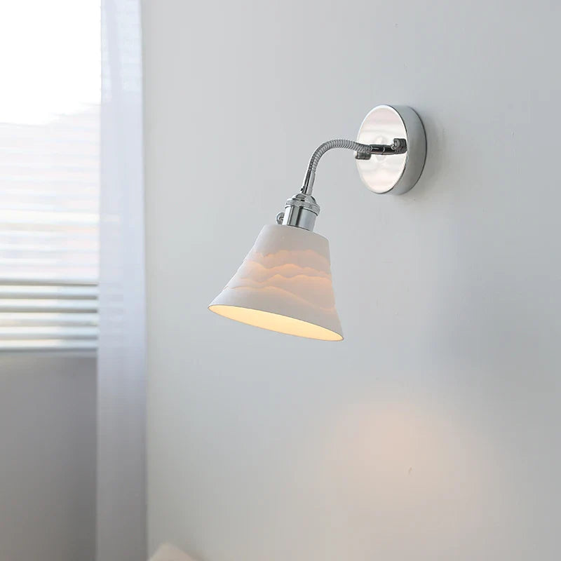 Axyaa White Ceramic LED Wall Light with Pull Chain Switch