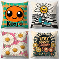 Axyaa Black and White Checkered Pillow Covers Set of 4, 17.7x17.7 Inches