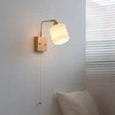 Axyaa Gold Brass Glass LED Wall Sconce Pull Chain Switch Wandleuchte
