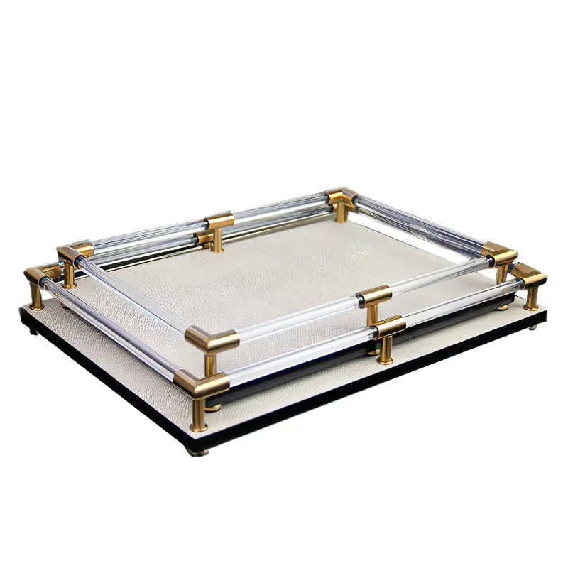 Axya Nordic Blue Leather Tray: Stylish Jewelry & Kitchen Organizer