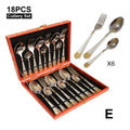 Axyaa 18Pcs Stainless Steel Cutlery Set in Gold Finish with Elegant Matte Handle