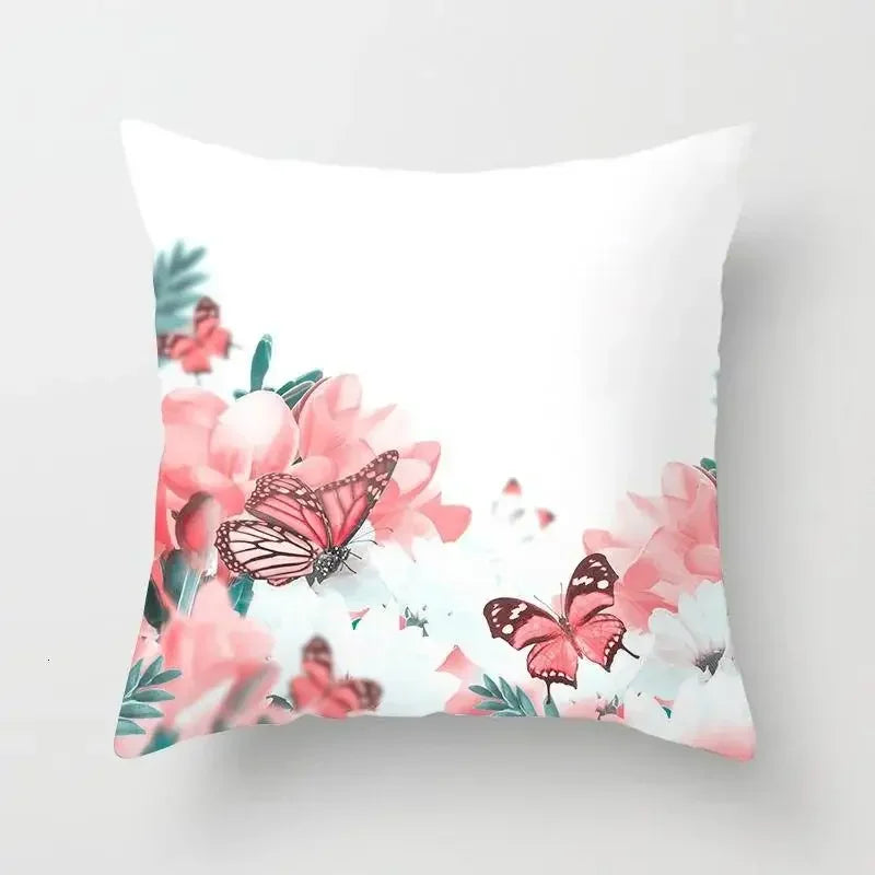 Axyaa Butterfly Flower Polyester Cushion Cover