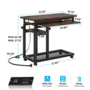 Axyaa Portable Laptop Table with Power Outlet & Adjustable Height on Wheels