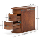 Axyaa Solid Wood Round End Table with Drawer, Narrow Nightstand & Side Table