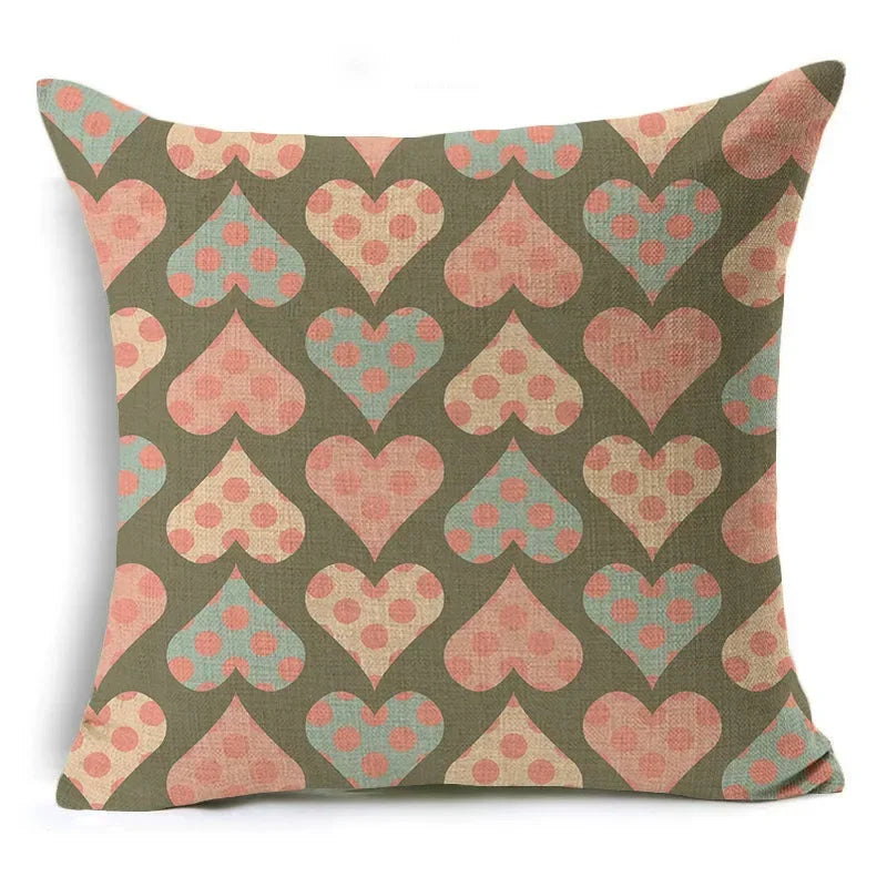 Axyaa Retro Geometry Linen Pillowcase - 45*45cm