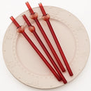 Axyaa Glass Straw Set - Red, Creative, High Borosilicate, with Brush