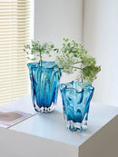 Axyaa Blue Glass Vases, Ornaments, Fresh Flowers, Water - Light Luxury Arrangement