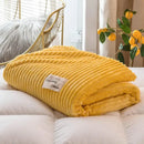 Axyaa Solid Yellow Flannel Throw Blanket 300GSM Soft Warm Plaid Square Bed Thickness
