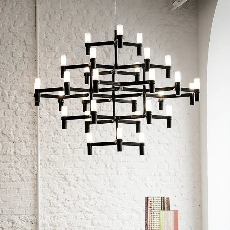 Axyaa Nordic Tube Chrome LED Chandelier for Kitchen Hotel Living Room