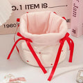 Axyaa Quilted Cotton Bow Organizer Box: High-capacity Round Storage Frame