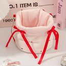 Axyaa Quilted Cotton Bow Organizer Box: High-capacity Round Storage Frame