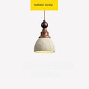 Axyaa Yellow Cave Stone Bedroom Small Chandelier Retro Solid Wood Lighting