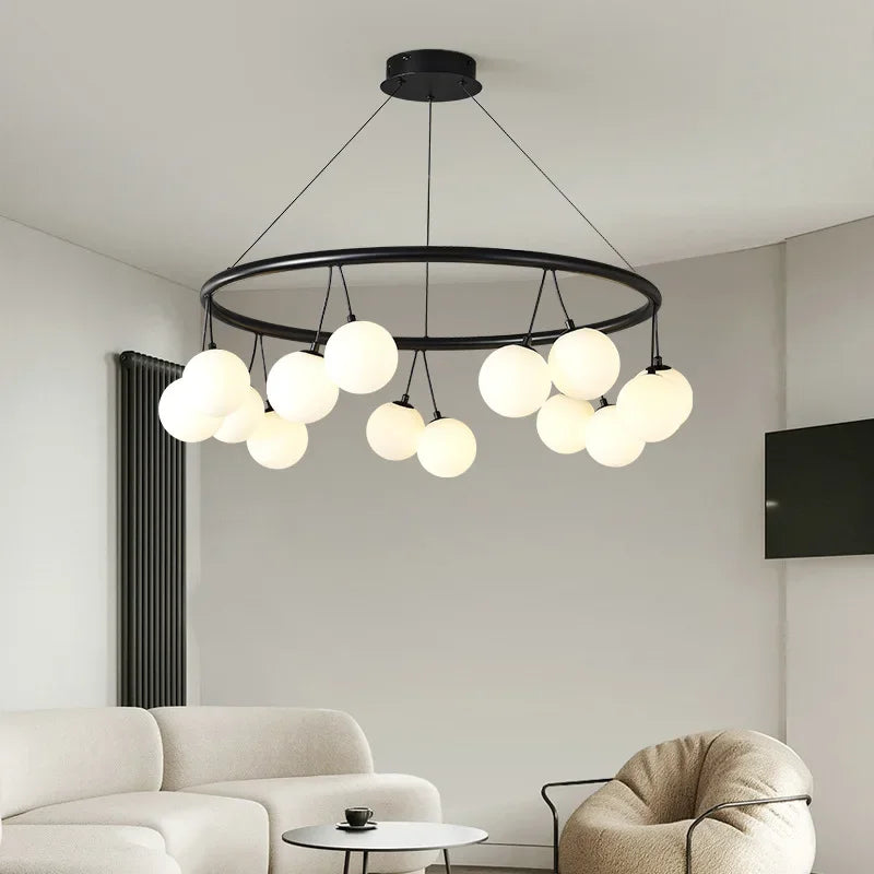 Axyaa White Glass Ball Chandelier Pendant for Kid's Room or Dining Area