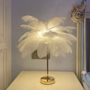 Axyaa Rechargeable Ostrich Feather Table Lamp: Nordic Romantic Night Light for Cozy Bedroom