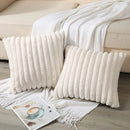 Axyaa Super-Soft Striped Plush Cushion Cover for Home Decor