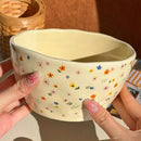 Axyaa Korean Floral Ceramic Bowl: Elegant INS Style for Home Dining
