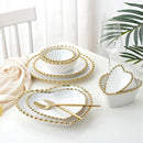 Axya Ceramic Dinnerware Set - White Round Bowl, Plate, and Dish for Steaks, Salads