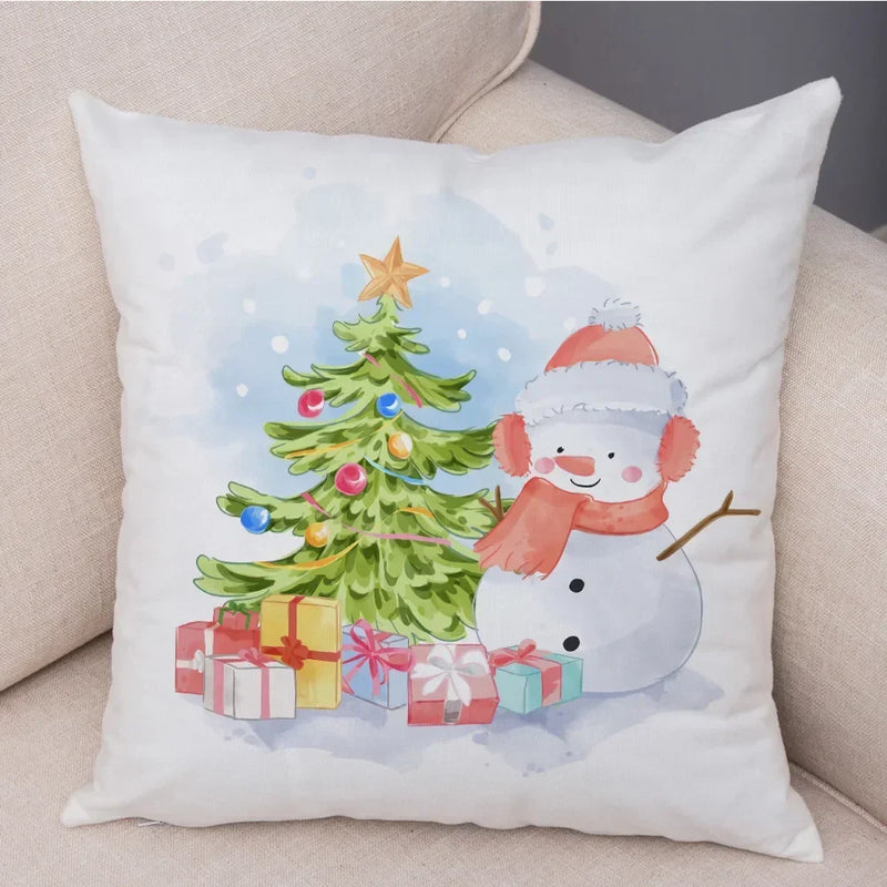 Axyaa Christmas Cartoon Animal Cushion Cover - Santa Claus Pillowcase