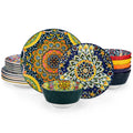 Axyaa 12/16/18/24-Piece Stoneware Dinnerware Set in Bohemian Style
